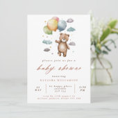 Schattige Beer en Pastel Balloons Baby shower Kaart (Staand voorkant)