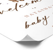Schattige Beer en Pastel Balloons Baby shower Welk Poster (Hoek)