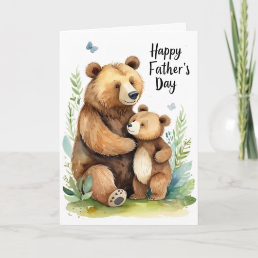 Schattige Beer en Welpje Vaderdag Schattig Dier Feestdagen Kaart (Voorkant)