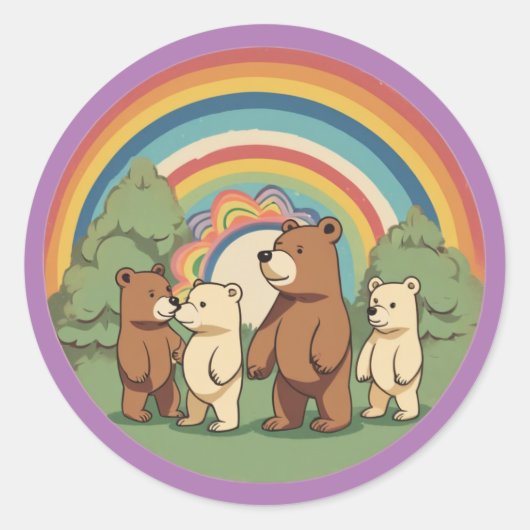 Schattige Beer Familie Sticker (Voorkant)