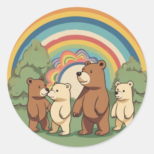 Schattige Beer Familie Sticker (Voorkant)
