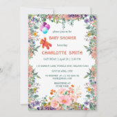 Schattige Beer float Ballon bloemenbloem baby show Kaart (Voorkant)