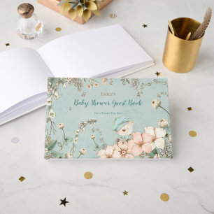 Schattige Beer Florals Wensen voor Baby shower Gastenboek