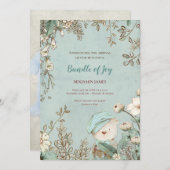  Schattige Beer Foto Botanische Baby Geboorte Aankondiging (Voorkant / Achterkant)