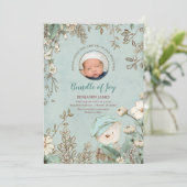  Schattige Beer Foto Botanische Geboorte Aankondiging (Staand voorkant)