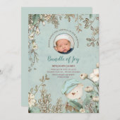  Schattige Beer Foto Botanische Geboorte Aankondiging (Voorkant / Achterkant)