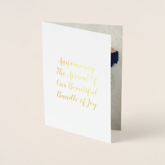  Schattige Beer Fotoscript Geboorteaankondiging Folie Kaarten (Voorkant)