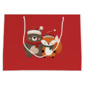 Schattige Beer & Fox kerstcadeauzak Groot Cadeauzakje (Voorkant)