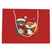 Schattige Beer & Fox kerstcadeauzak Groot Cadeauzakje (Achterkant)
