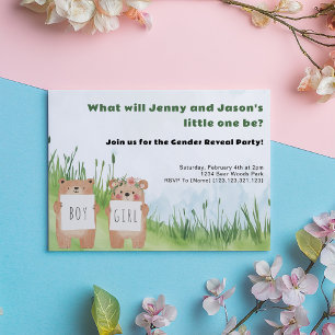 Schattige Beer Gender Reveal Boy of Girl Party Kaart