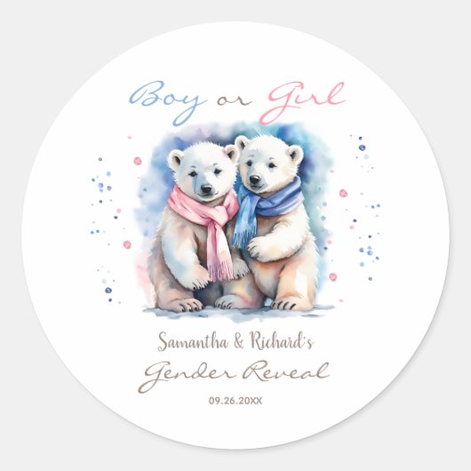 Schattige Beer Gender Reveal Dank u voor Sticker (Voorkant)