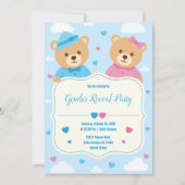 Schattige Beer Gender Reveal Invitation Kaart (Voorkant)