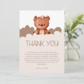 Schattige Beer Genderneutraal Baby shower Bedankkaart (Staand voorkant)