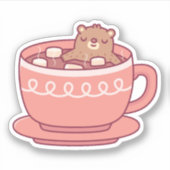 Schattige Beer genieten van een genieten in warme Sticker (Voorkant)