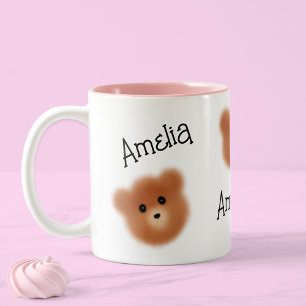 Schattige Beer gepersonaliseerd Tweekleurige Koffiemok