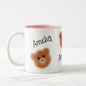 Schattige Beer gepersonaliseerd Tweekleurige Koffiemok (Links)