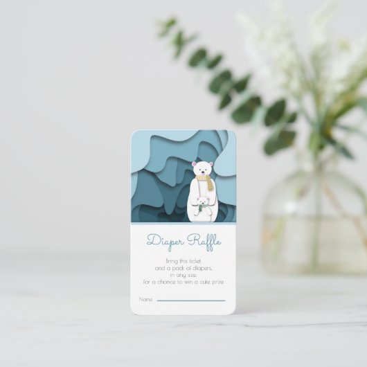 Schattige Beer Geslachtsneutraal Baby shower Luier Informatiekaartje (Staand voorkant)