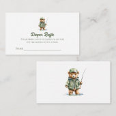 Schattige Beer Gevist Luier Raffle Ticket Informatiekaartje (Voorkant / Achterkant)