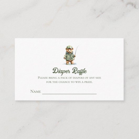 Schattige Beer Gevist Luier Raffle Ticket Informatiekaartje (Voorkant)