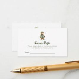 Schattige Beer Gevist Luier Raffle Ticket Informatiekaartje