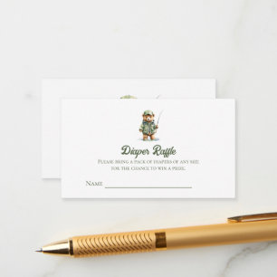 Schattige Beer Gevist Luier Raffle Ticket Informatiekaartje