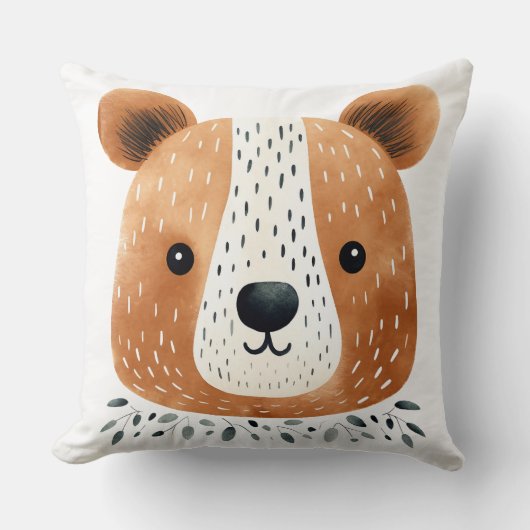 Schattige Beer Gezichtskussen, Kinder Zaal Decor Kussen (Voorkant)