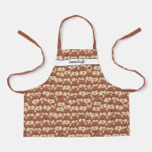 Schattige Beer Gezichtspatroon Monogram Schort (Voorkant)