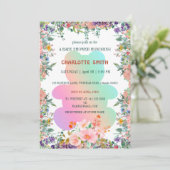 Schattige Beer gradiënt bloemenbloem baby shower Kaart (Staand voorkant)