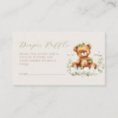 Schattige Beer Greenery Luier Raffle Baby shower Informatiekaartje (Voorkant)