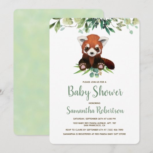 Schattige Beer Groen Genderneutraal Baby shower Kaart (Voorkant / Achterkant)