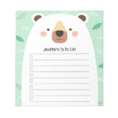 Schattige Beer Groen om te doen Lijst Kinderen Ill Notitieblok (Voorkant)