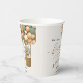 Schattige Beer, groene ballonnen, eerste verjaarda Papieren Bekers (Rechts)