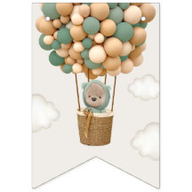 Schattige Beer, groene ballonnen, eerste verjaarda