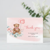 Schattige Beer Groene Eucalyptus krans Baby Dank u Informatiekaartje (Staand voorkant)