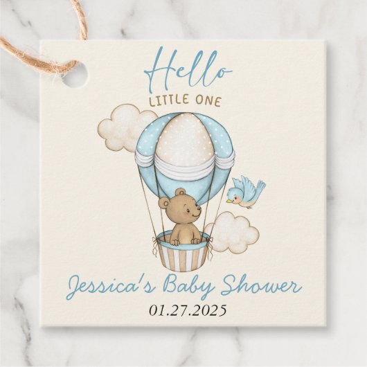 Schattige Beer Hallo Baby shower Bedankjes Labels (Voorkant)