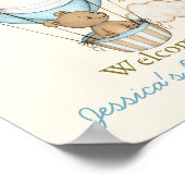 Schattige Beer Hallo Baby shower Poster (Hoek)