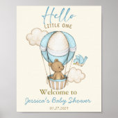Schattige Beer Hallo Baby shower Poster (Voorkant)