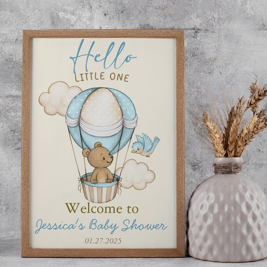 Schattige Beer Hallo Baby shower Poster