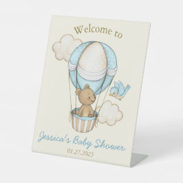Schattige Beer Hallo Baby shower Reclamebord Met Voetstuk