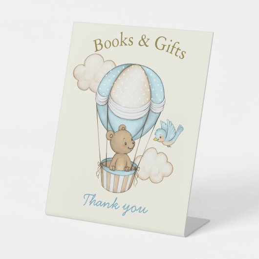 Schattige Beer Hallo Reclamebord Met Voetstuk (Voorkant)