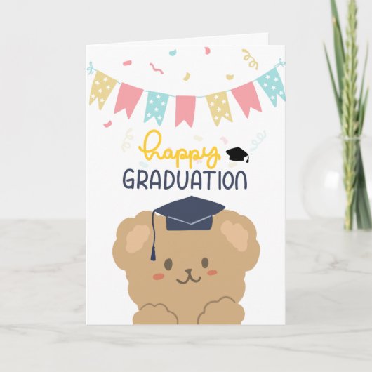 Schattige Beer Happy Afstuderen Kaart (Voorkant)