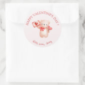 Schattige Beer Hart Gelukkige Valentijnsdag Ronde Sticker (Tas)