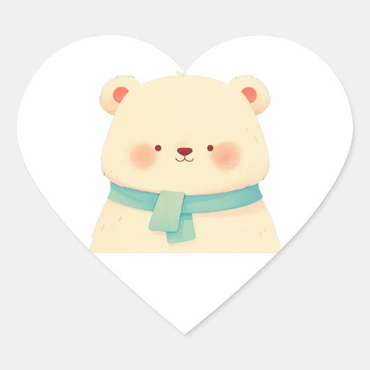 Schattige Beer Hart Sticker (Voorkant)