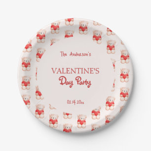 Schattige Beer Hart Valentijnsdag Partij Papieren Bordje