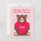 Schattige Beer Hartkussen Hartverwarmende Kerstboo Feestdagenkaart (Voorkant)
