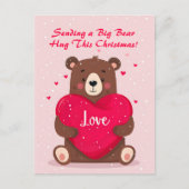 Schattige Beer Hartkussen Hartverwarmende Kerstboo Feestdagenkaart (Voorkant)