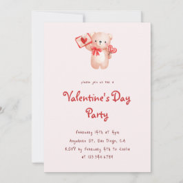 Schattige Beer Hearts Valentijnsdag Party Invitati Kaart
