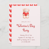 Schattige Beer Hearts Valentijnsdag Party Invitati Kaart (Voorkant / Achterkant)