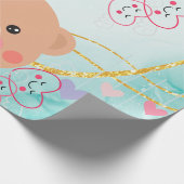 Schattige Beer & Hearts Wrapping Paper Cadeaupapier (Hoek)