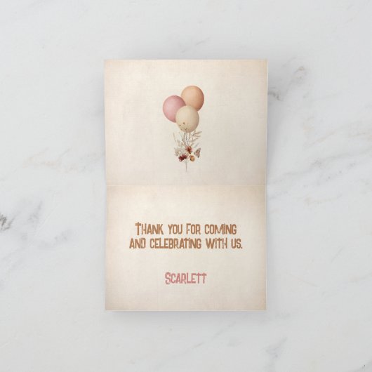 Schattige Beer Herfst 2e Verjaardags Meisje Dank u Bedankkaart (Binnen)